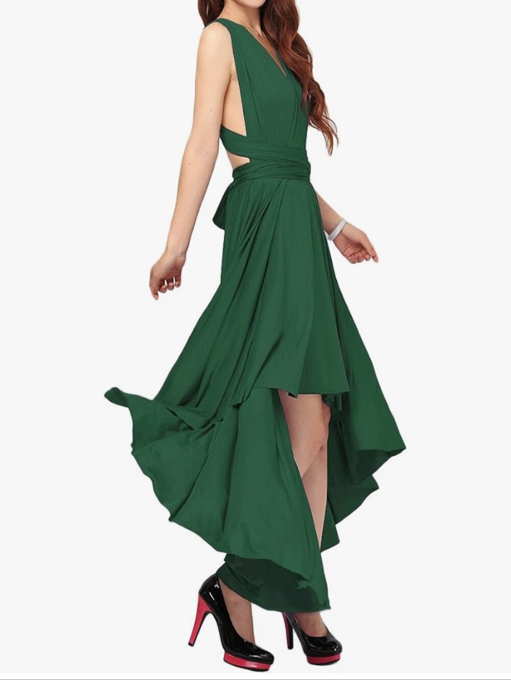 Multiway Dress Transforming - Sleeveless Emerald High-Low V
